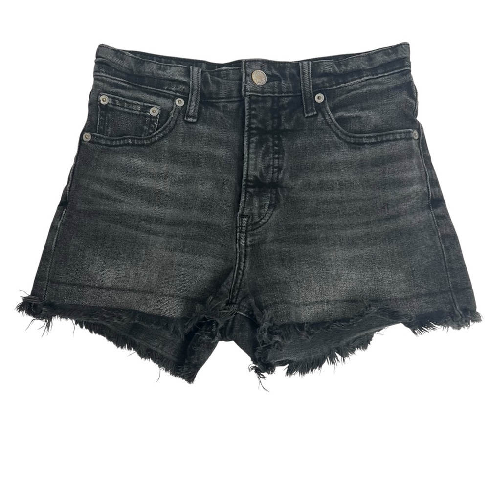 Lucky Brand Women’s Denim Jean Bootie Shorts Sz 0 Gray/Black Distress Frayed
